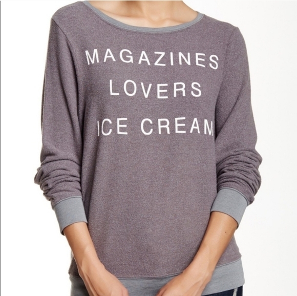 Wildfox I Owe It To Baggy Gray Beach Pullover Sweatshirt Size Xs - Picture 1 of 8